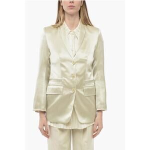 NEW, Malene Birger SATIN MULTIPOCKET BLAZER in Beige Size EU 34 #SJ2059